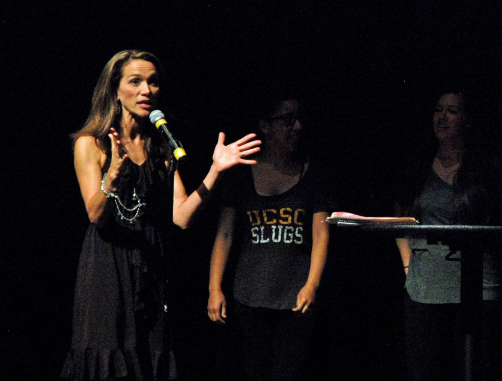 dance teacher explaining dance recital procedure.